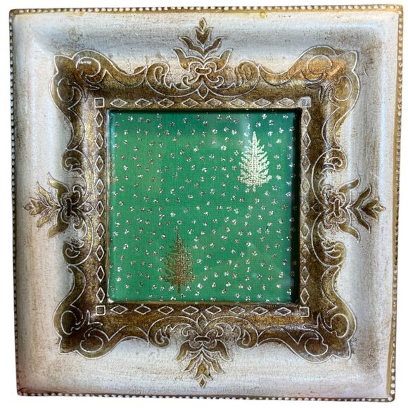 HOTEL COLLECTION Ornate Distressed Gold and Cream FRAME w/ Metallic Trees Print - Picture 2 of 11